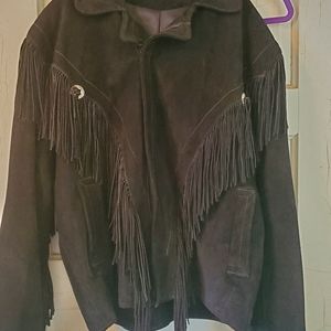 Black suede fringed jacket